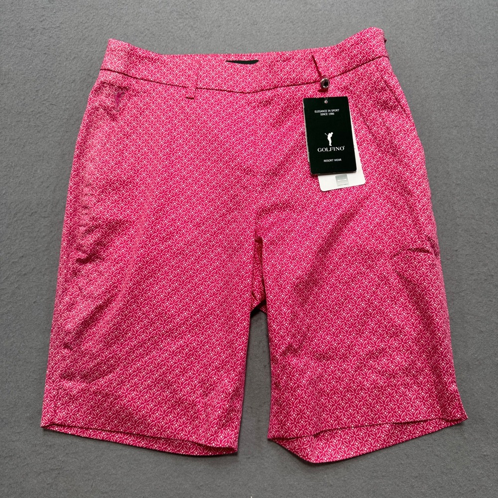 NEW Golfino Bermuda Shorts Women's 4 Pink Out-Of-Bounds Slim Fit Activewear Golf